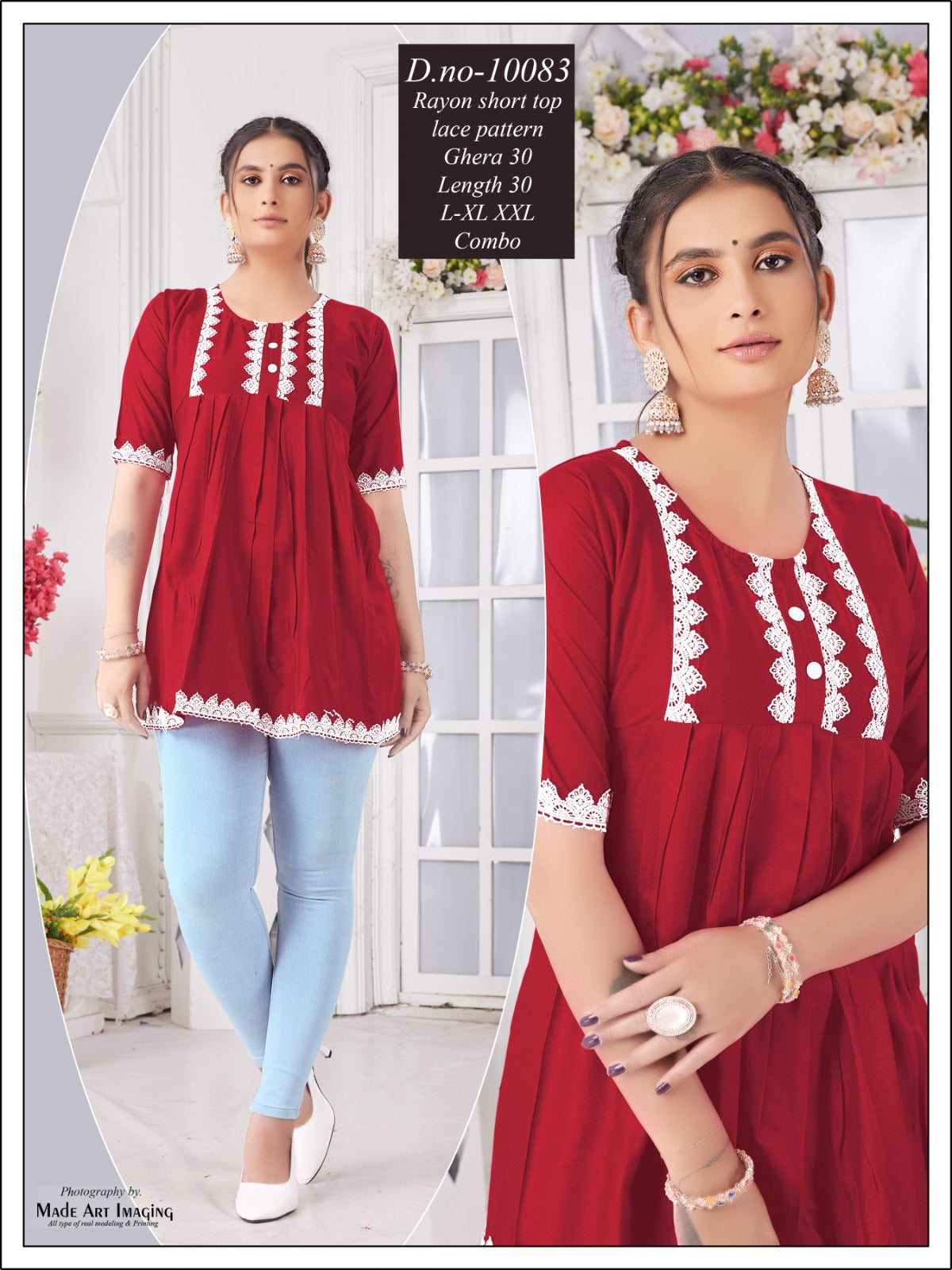 10083 Globe Rayon Fancy Tops Exporter Gujarat