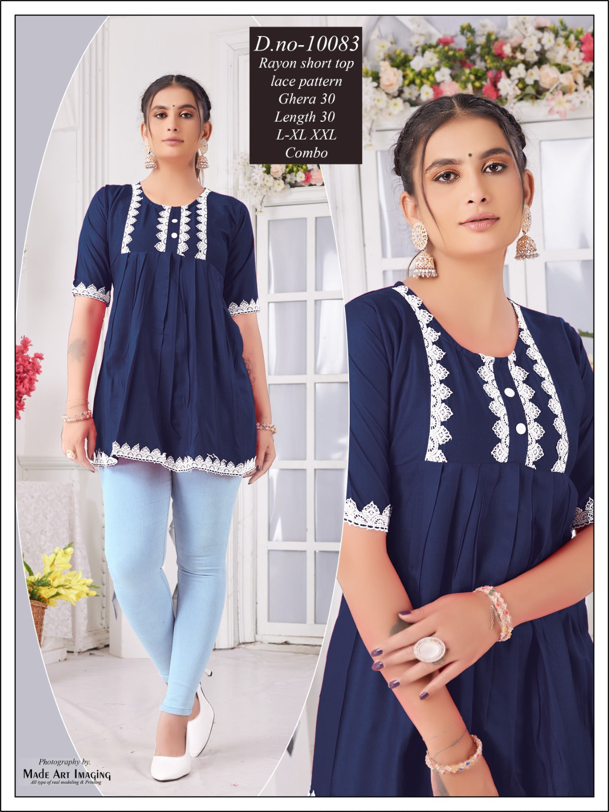 10083 Globe Rayon Fancy Tops Exporter Gujarat