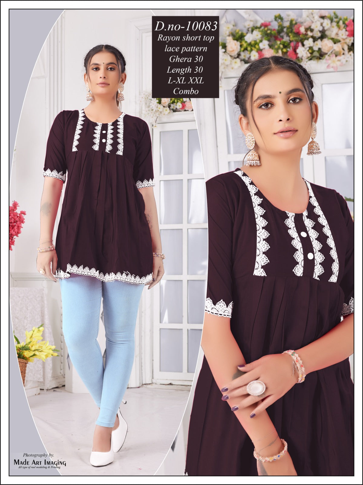 10083 Globe Rayon Fancy Tops Exporter Gujarat