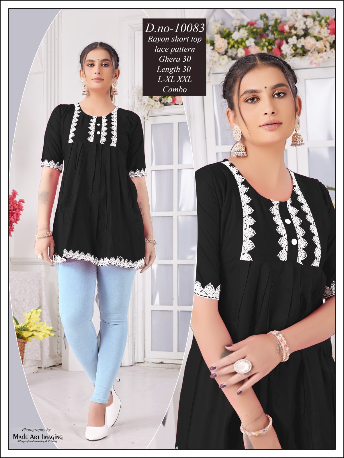 10083 Globe Rayon Fancy Tops Exporter Gujarat