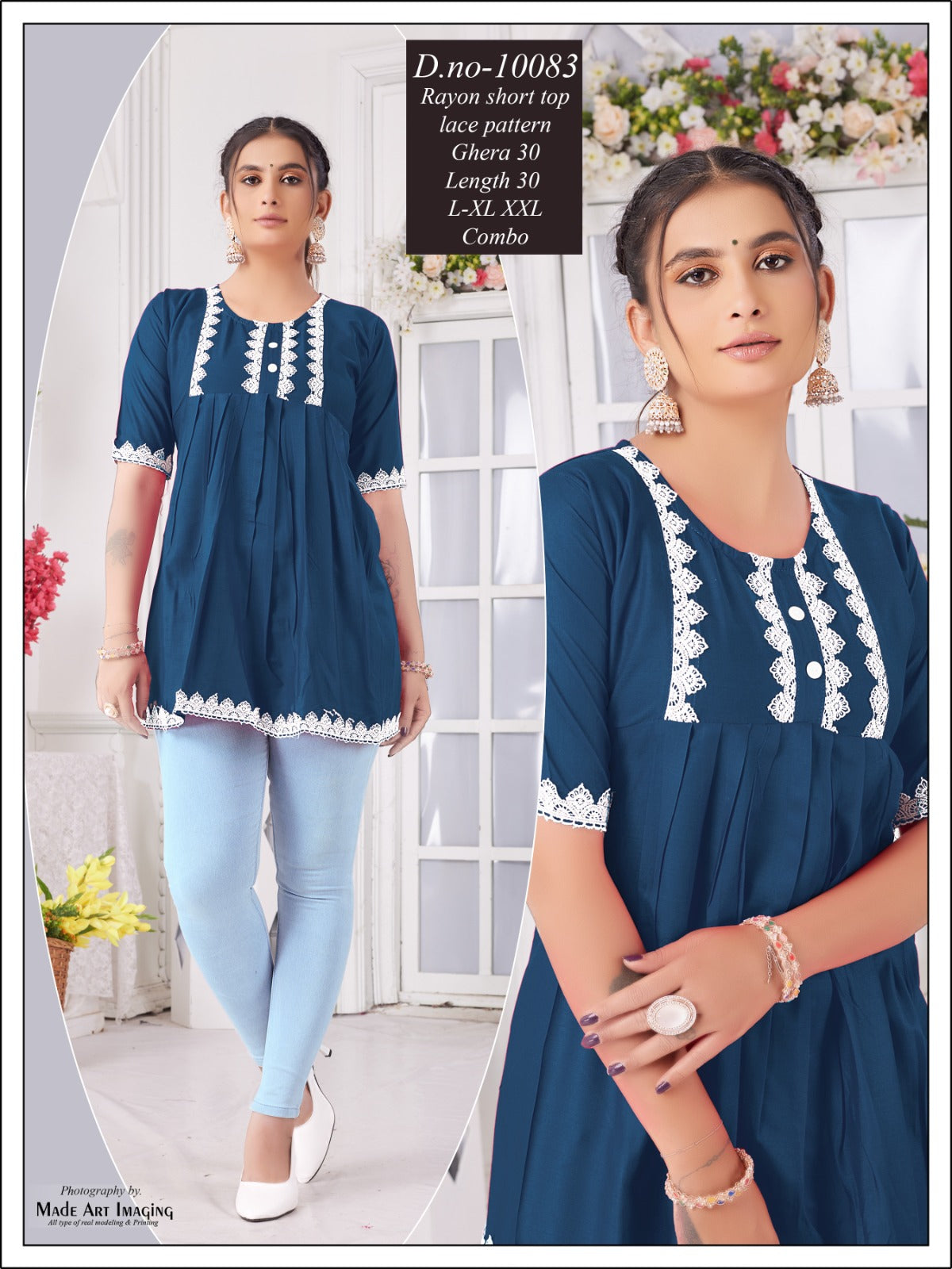 10083 Globe Rayon Fancy Tops Exporter Gujarat