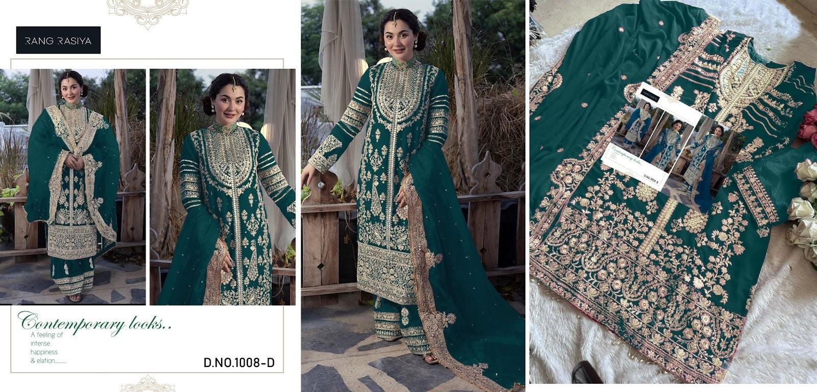 1008 Rang Rasiya Faux Georgette Pakistani Salwar Suits Wholesale Price