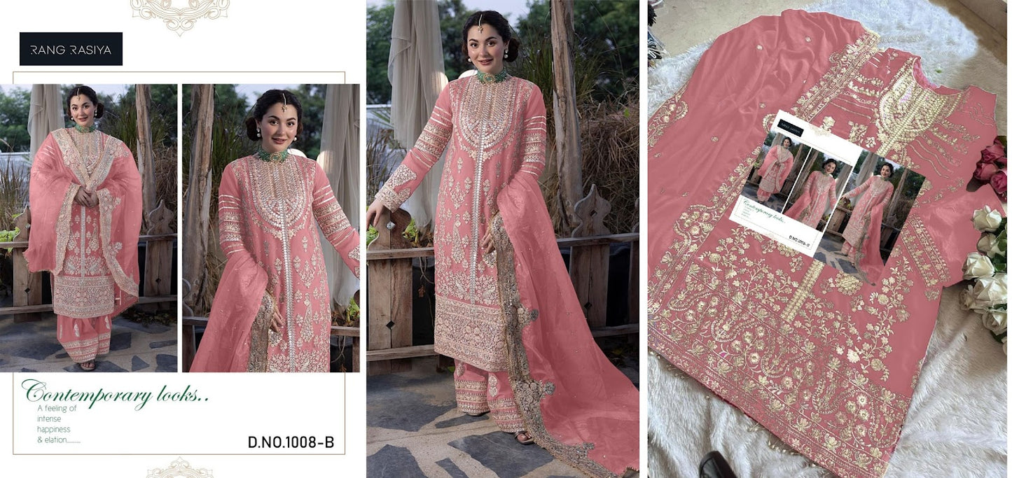 1008 Rang Rasiya Faux Georgette Pakistani Salwar Suits Wholesale Price