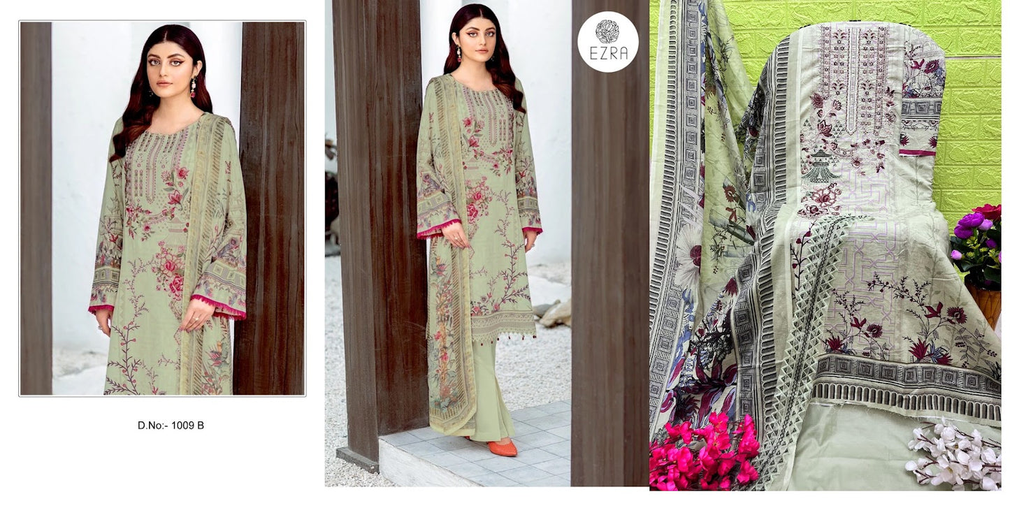 1009 Ezra Cotton Pakistani Patch Work Suits Supplier Gujarat