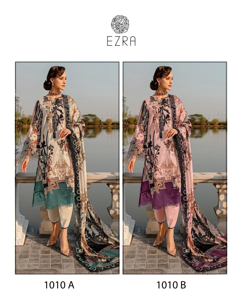 1010Ab Ezra Pure Cotton Pakistani Patch Work Suits Supplier India