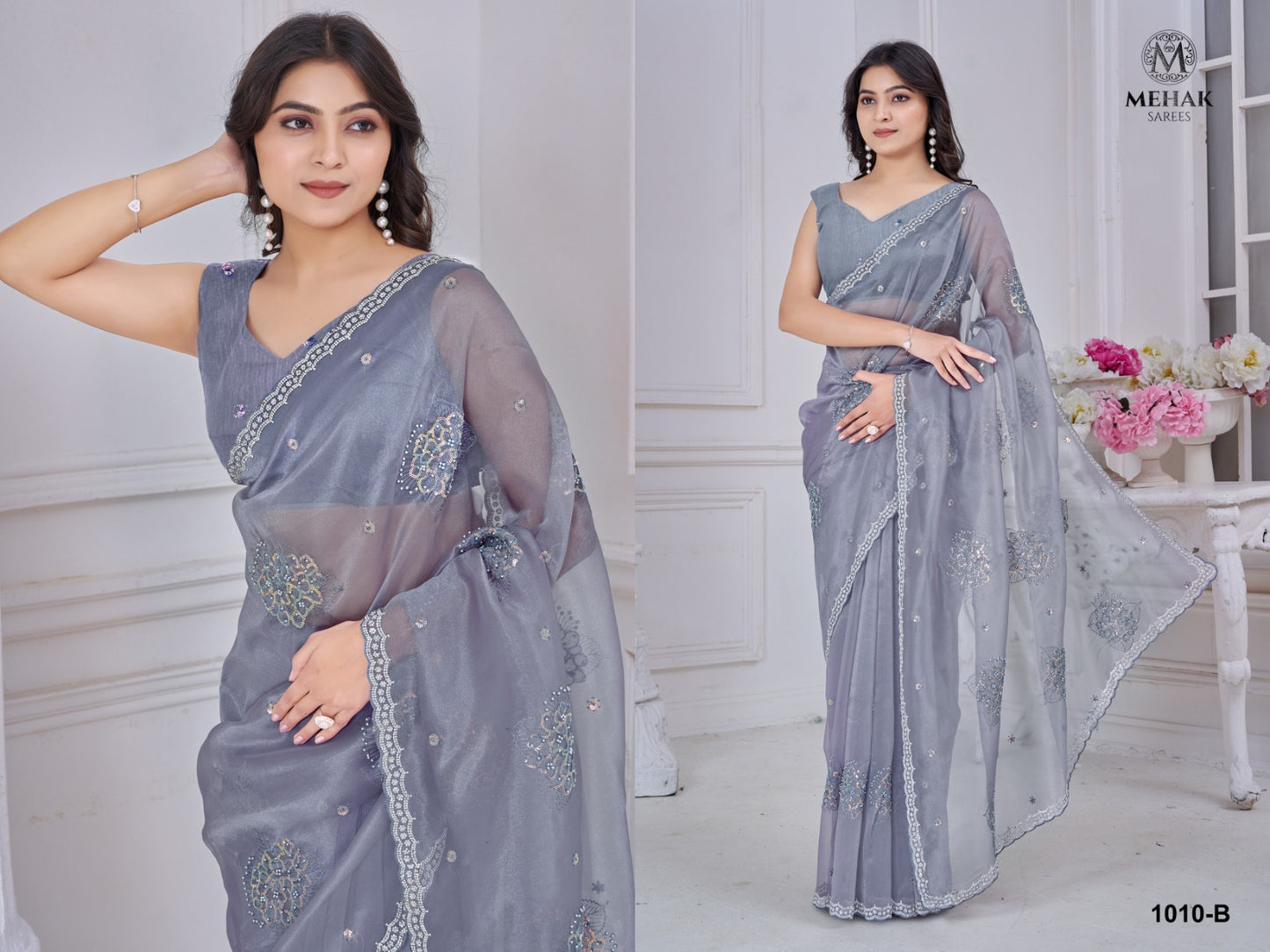 1010Abcde Mehek Soft Organza Sarees Wholesale Price