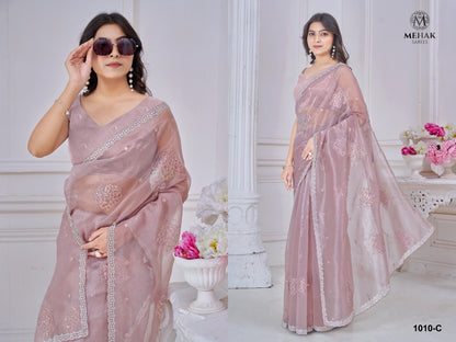 1010Abcde Mehek Soft Organza Sarees Wholesale Price