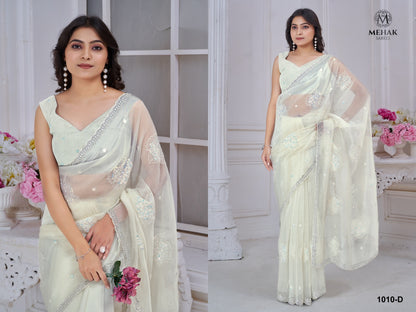 1010Abcde Mehek Soft Organza Sarees Wholesale Price