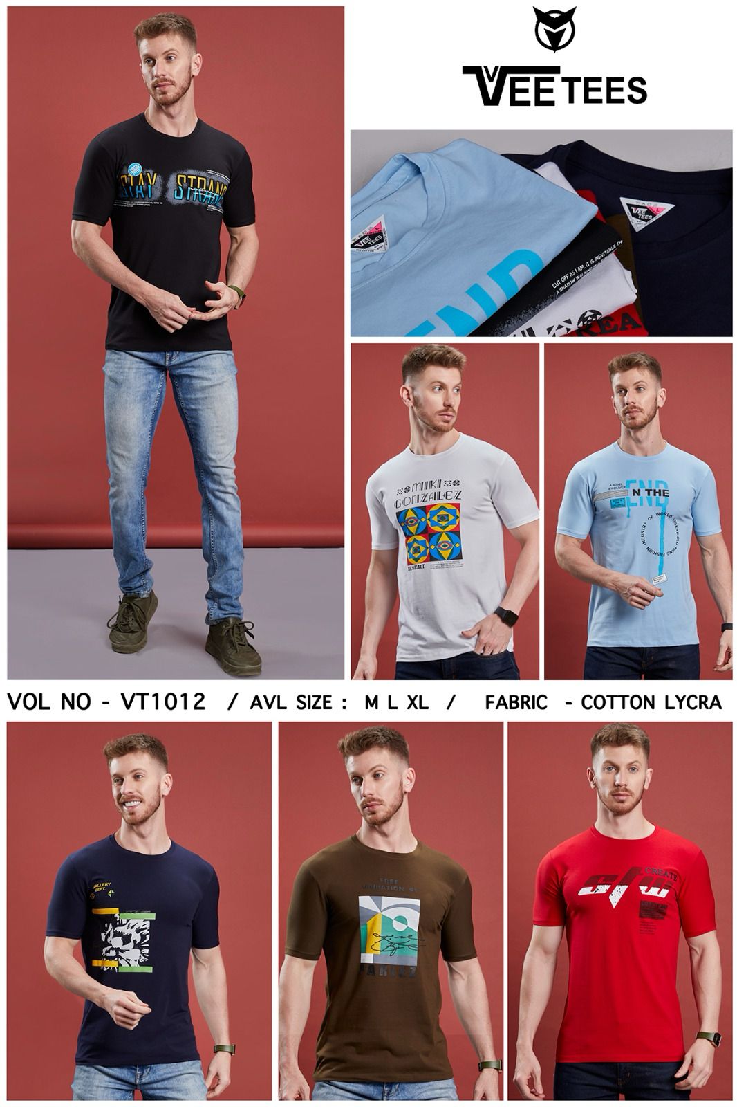 1012 Vee Tees Tencil Lycra Mens Tshirts