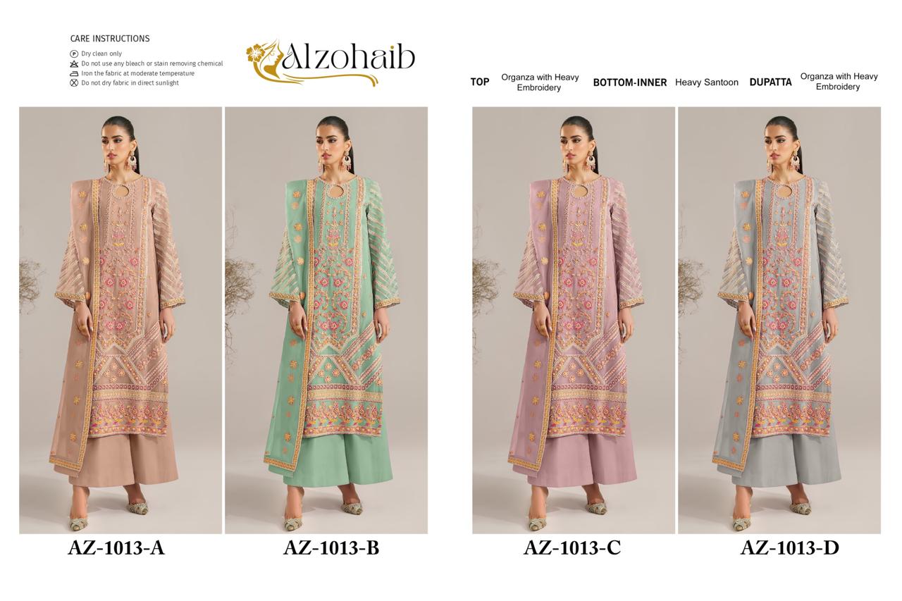 1013 Al Zohaib Organza Pakistani Salwar Suits Exporter Gujarat