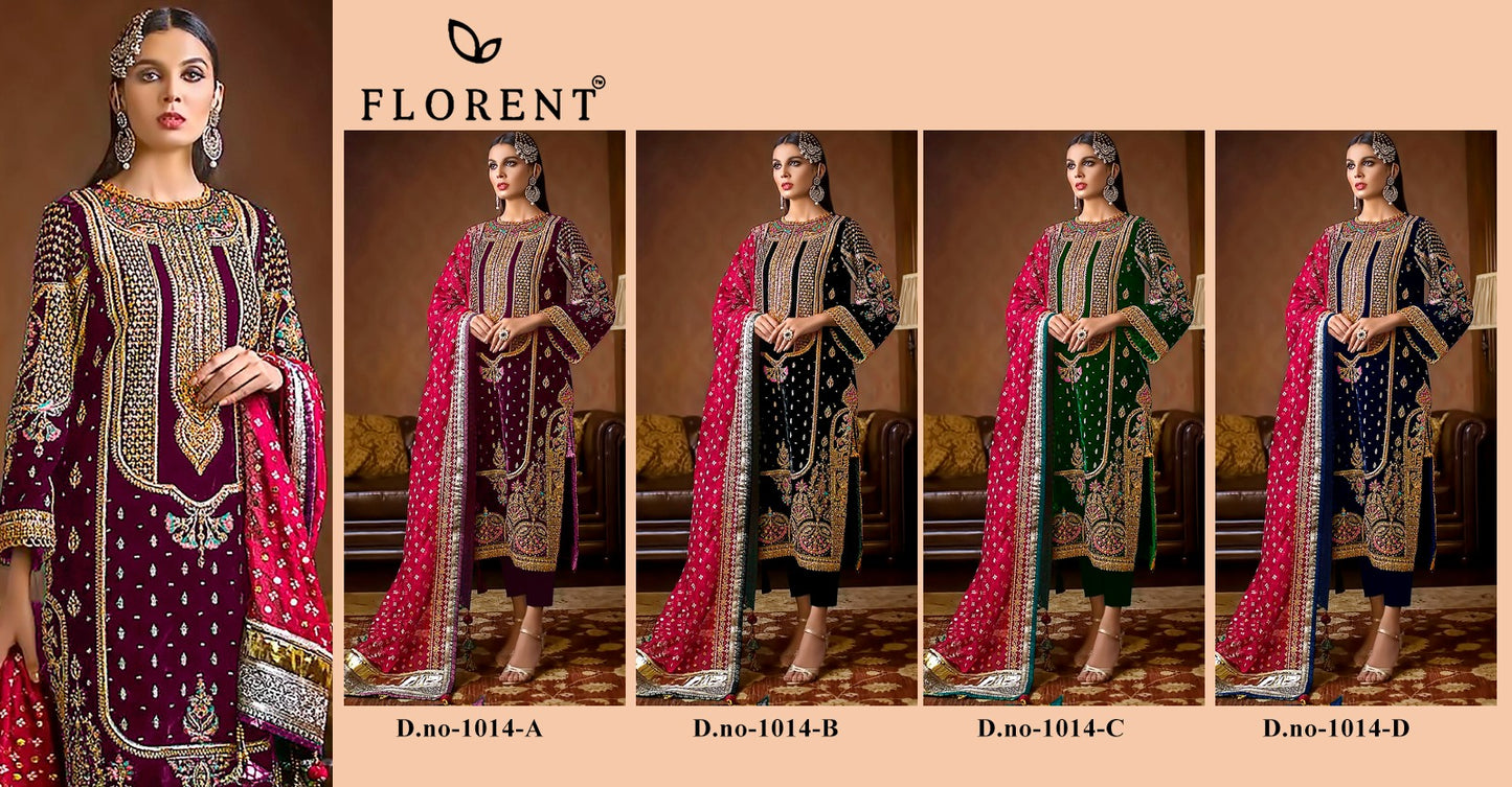 1014 Florent Velvet Pakistani Salwar Suits Wholesale