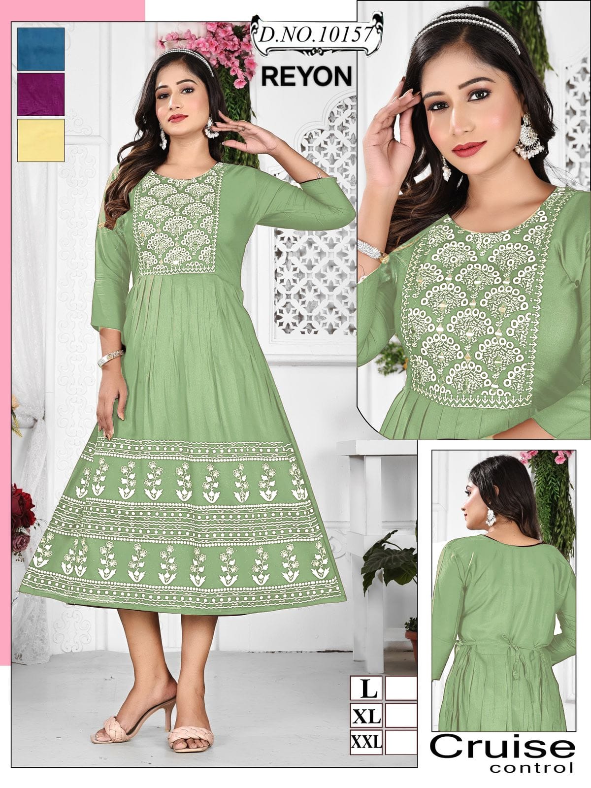 10153-10159 Mmc Reyon Anarkali Kurtis Manufacturer India