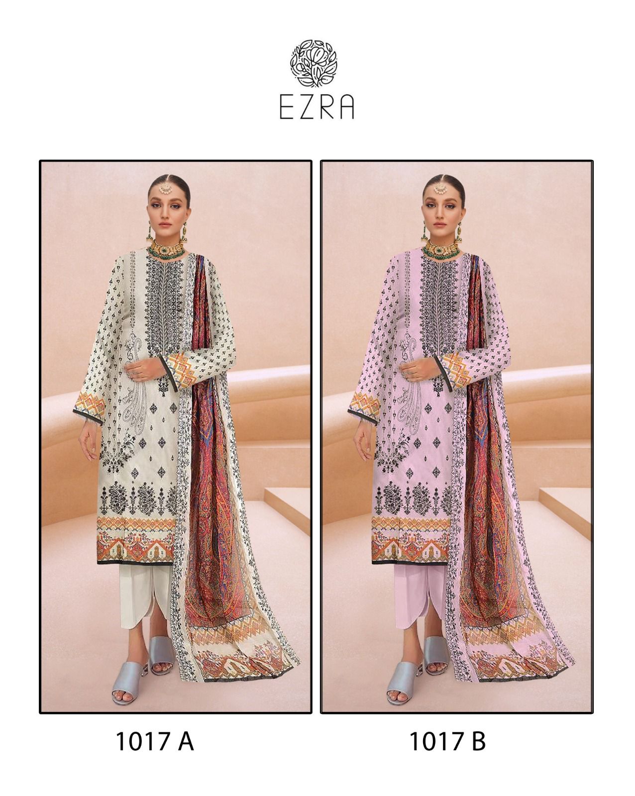 1017Ab Ezra Pure Cotton Pakistani Salwar Suits Manufacturer Ahmedabad