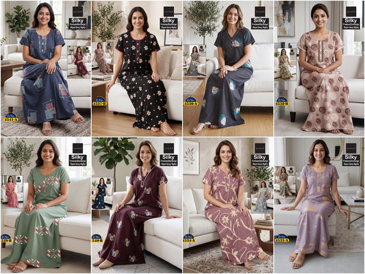 1017 Silky Skager Reyon Night Gowns Wholesale Rate