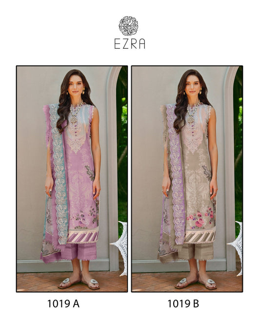 1019 Ezra Pure Cotton Pakistani Patch Work Suits Exporter