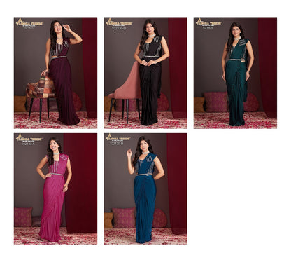 102130Abcde Amoha Lycra Ready To Wear Saree Wholesale Price