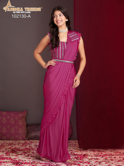 102130Abcde Amoha Lycra Ready To Wear Saree Wholesale Price