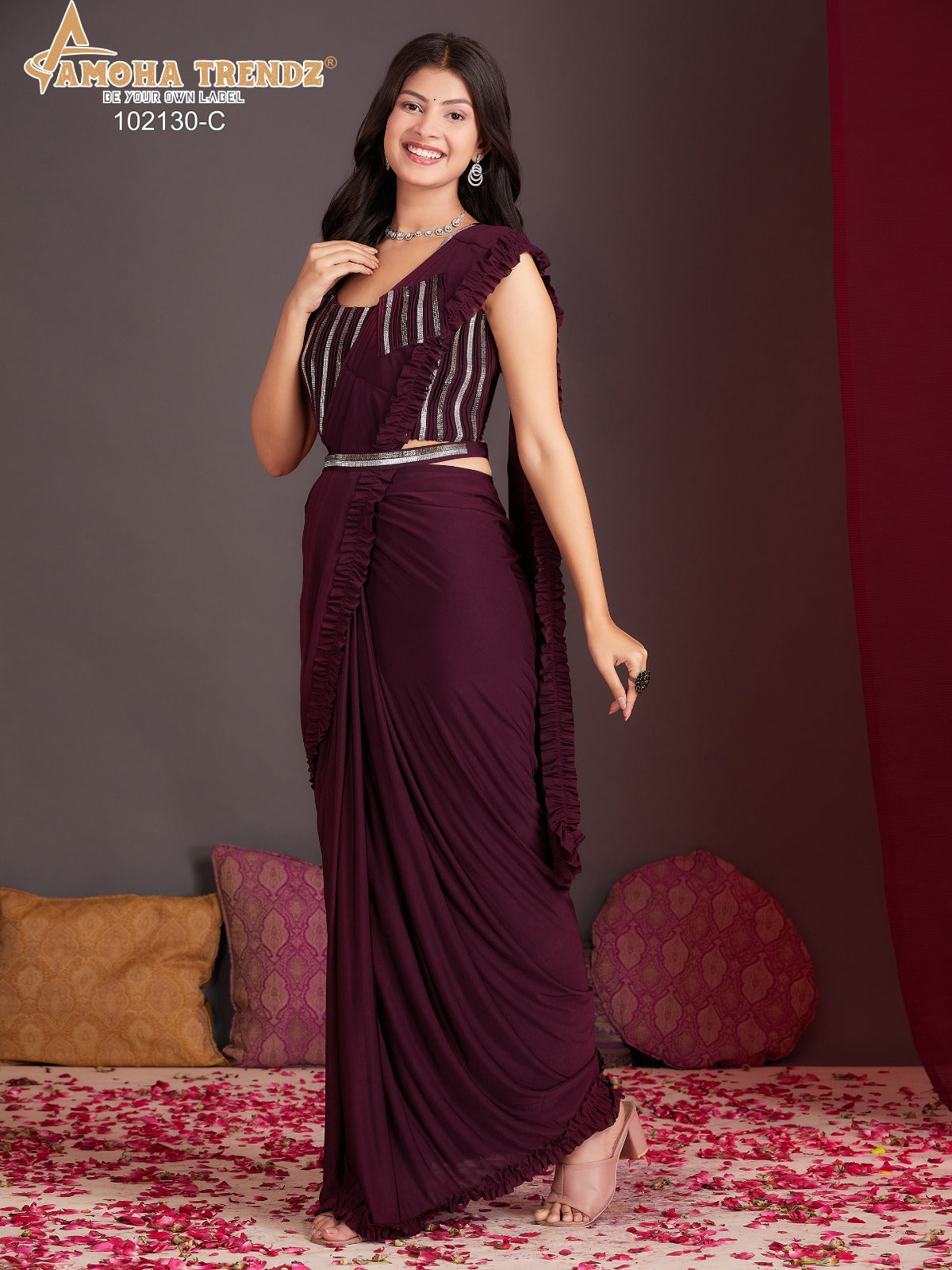 102130Abcde Amoha Lycra Ready To Wear Saree Wholesale Price