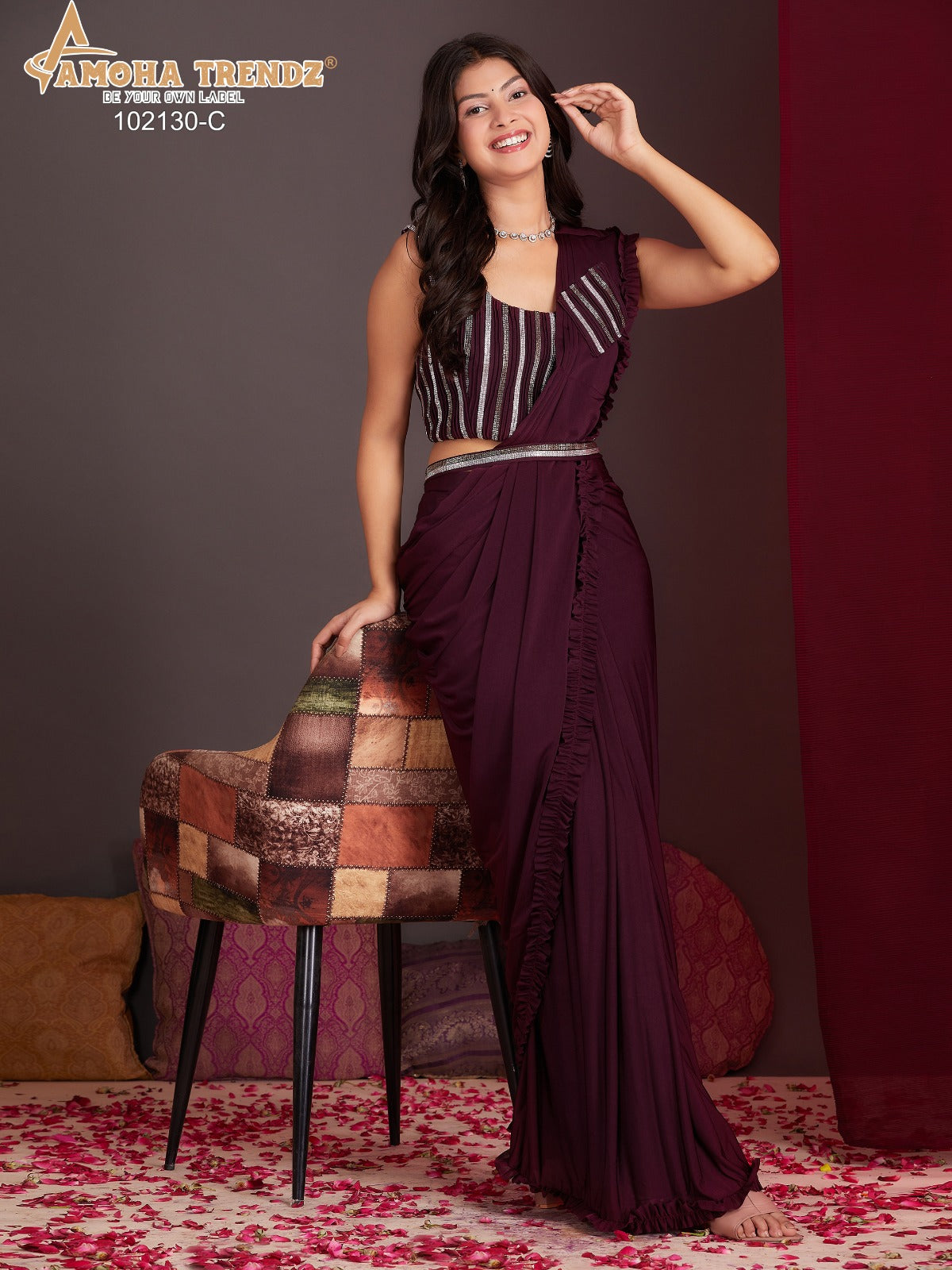 102130Abcde Amoha Lycra Ready To Wear Saree Wholesale Price