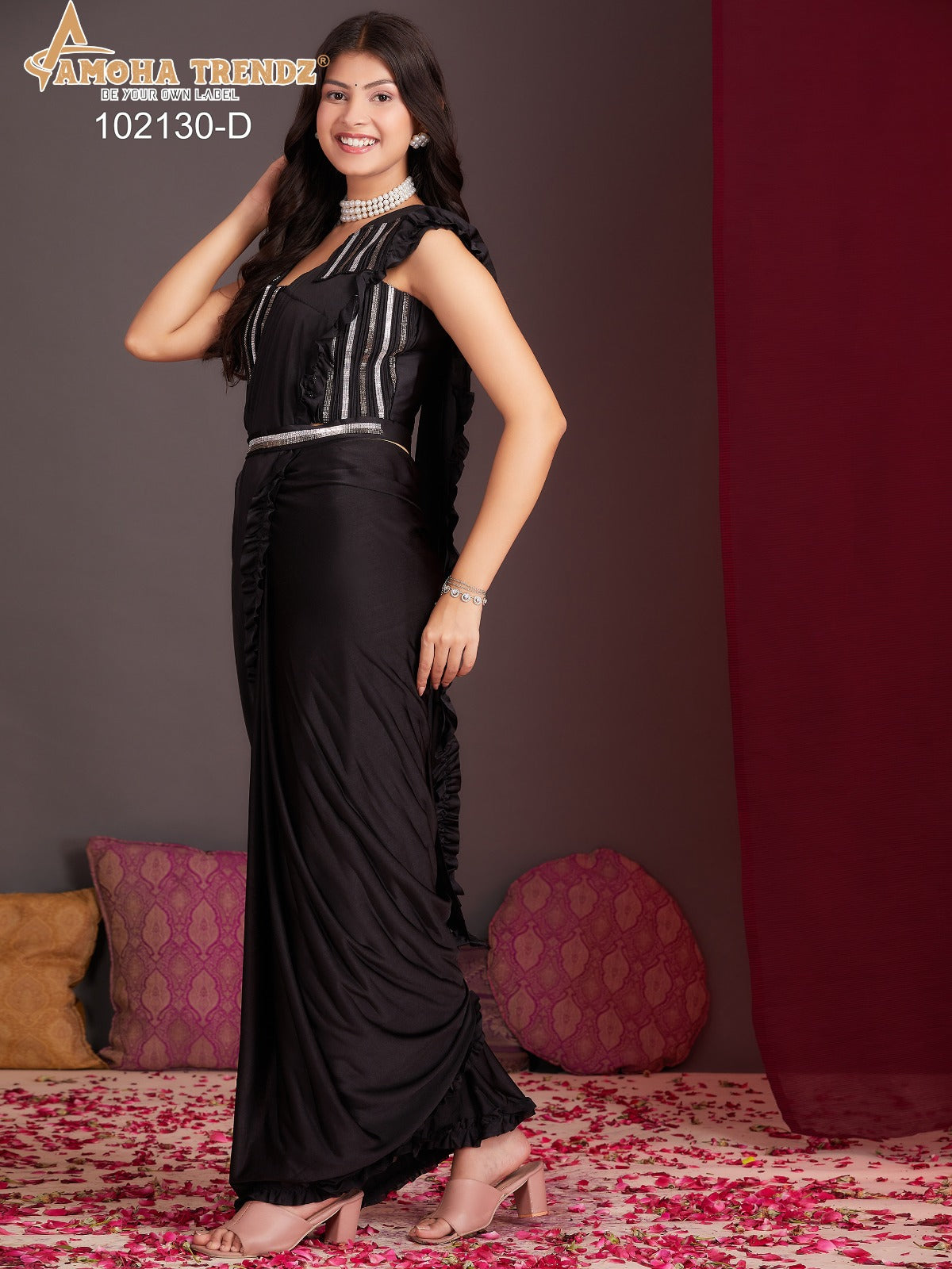 102130Abcde Amoha Lycra Ready To Wear Saree Wholesale Price