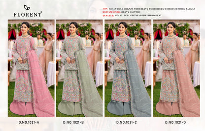 1021Abcd Florent Organza Pakistani Salwar Suits Supplier