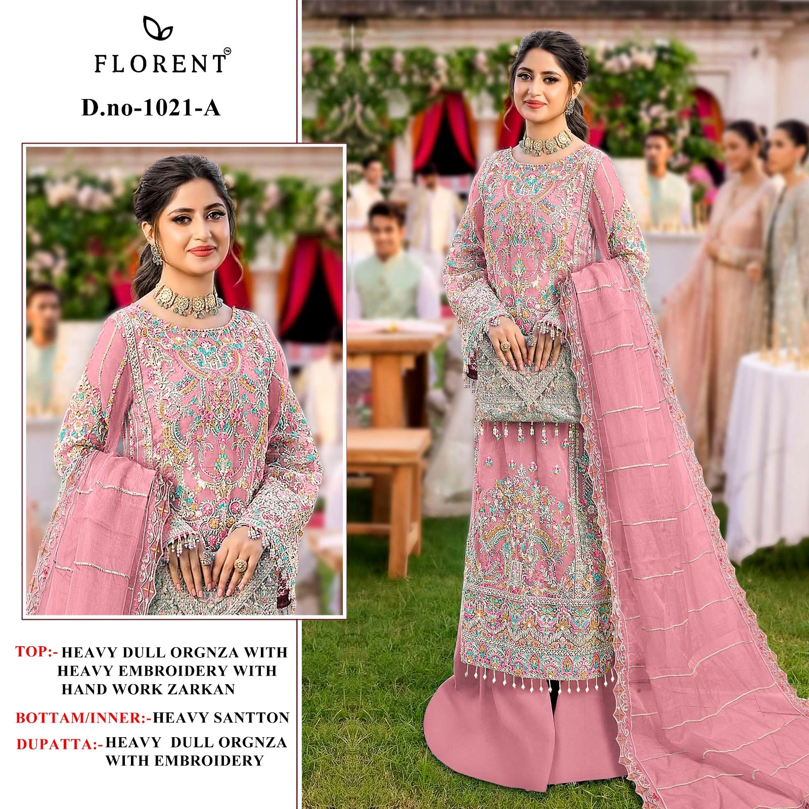 1021Abcd Florent Organza Pakistani Salwar Suits Supplier