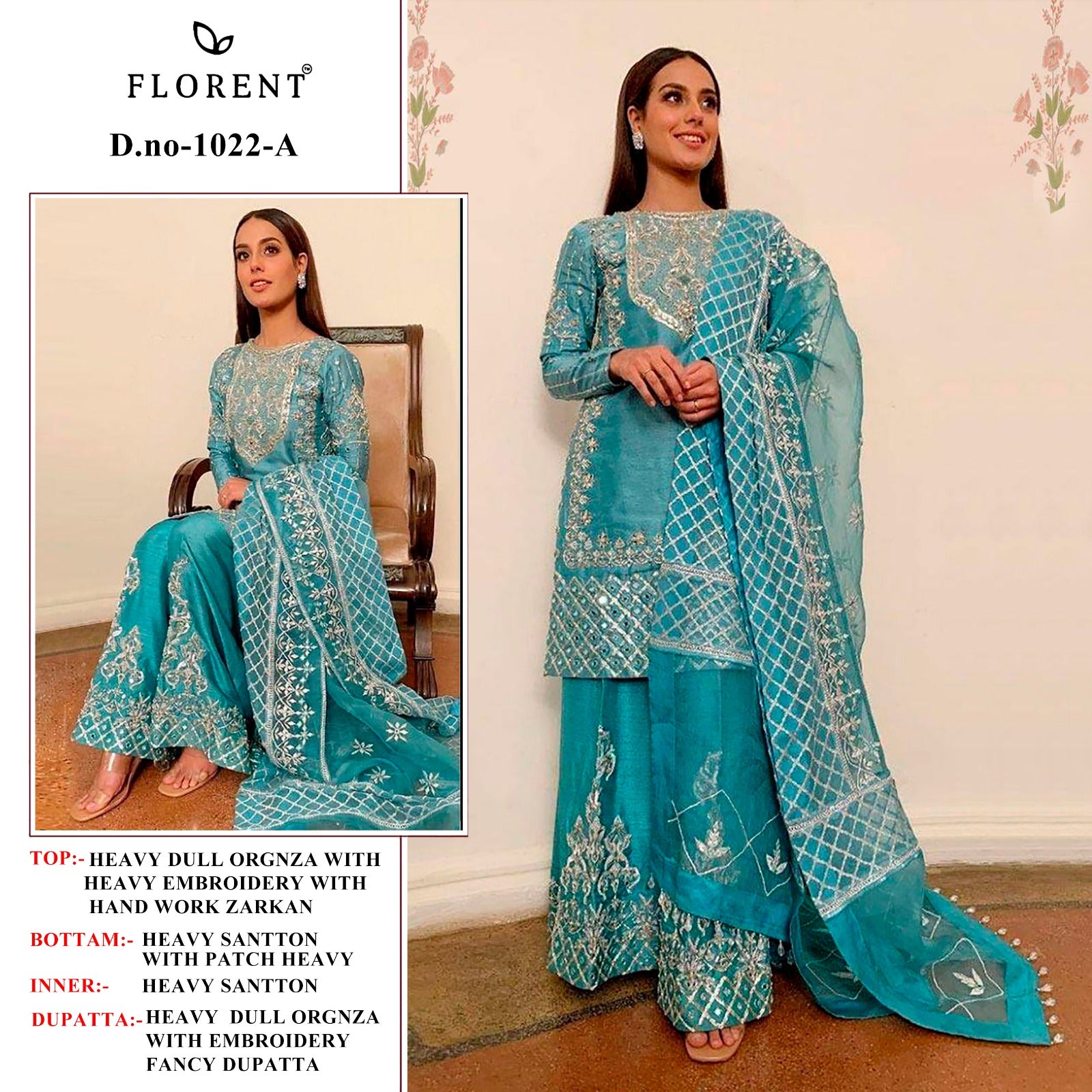 1022 Abc Florent Organza Pakistani Salwar Suits Manufacturer