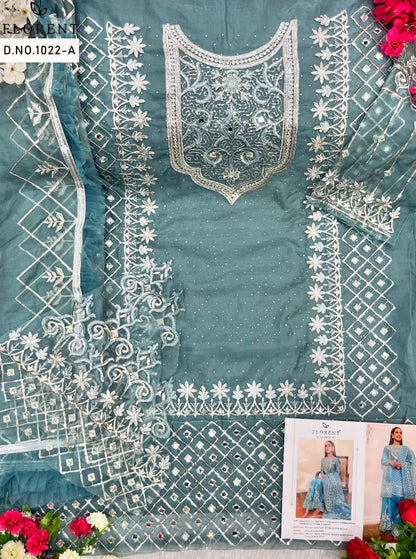 1022 Abc Florent Organza Pakistani Salwar Suits Manufacturer