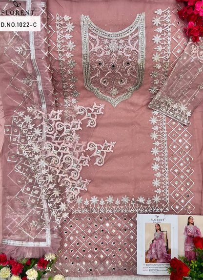 1022 Abc Florent Organza Pakistani Salwar Suits Manufacturer