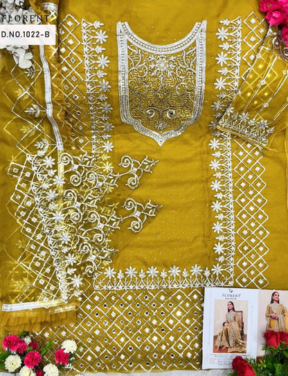 1022 Abc Florent Organza Pakistani Salwar Suits Manufacturer