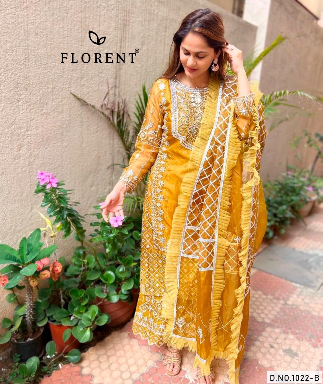 1022 Abc Florent Organza Pakistani Salwar Suits Manufacturer
