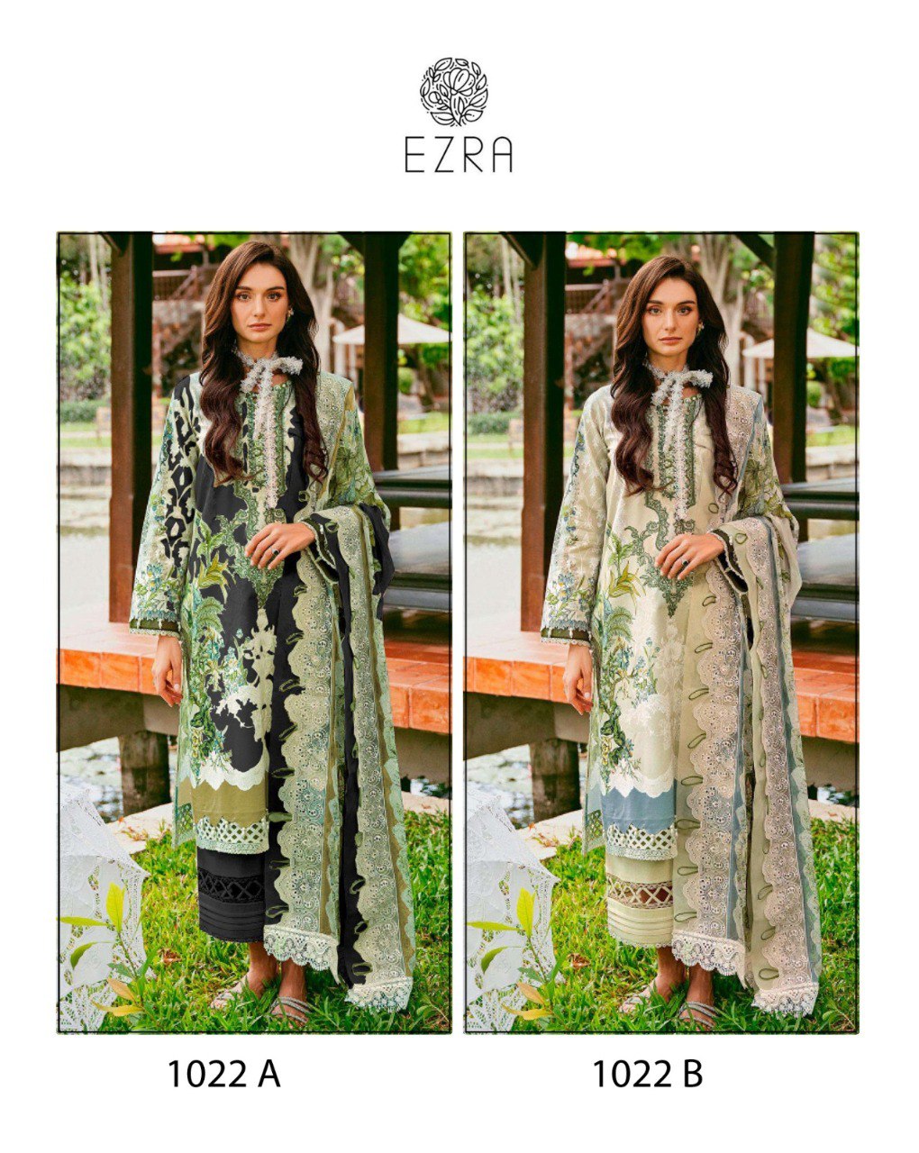 1022 Ezra Pure Cotton Pakistani Patch Work Suits Wholesale