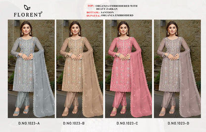 1023 Abcd Florent Organza Pakistani Salwar Suits Manufacturer India