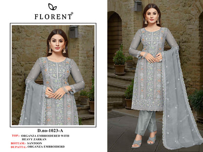 1023 Abcd Florent Organza Pakistani Salwar Suits Manufacturer India