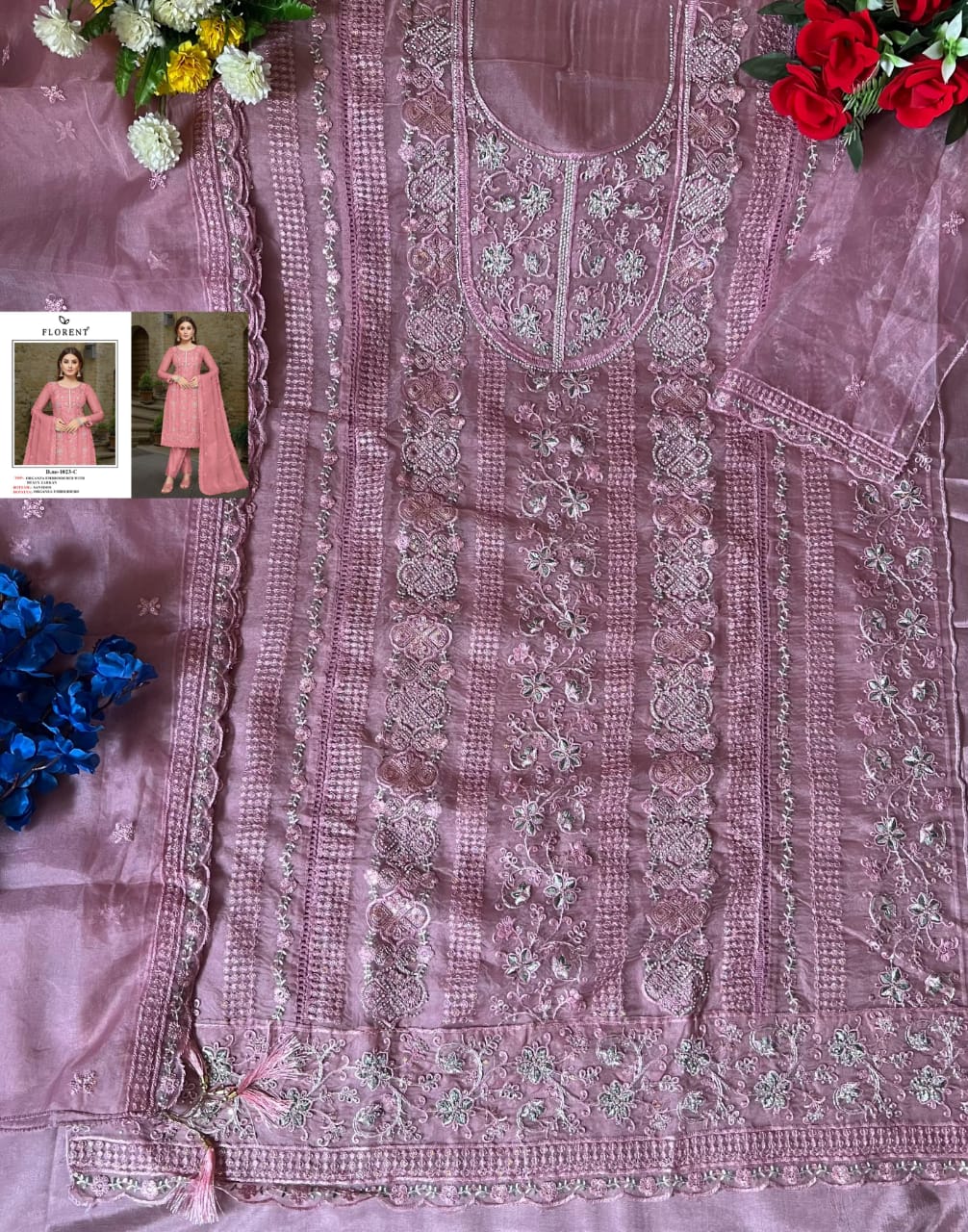 1023 Abcd Florent Organza Pakistani Salwar Suits Manufacturer India