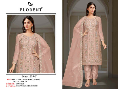 1025Abcd Florent Organza Pakistani Salwar Suits Wholesale Price