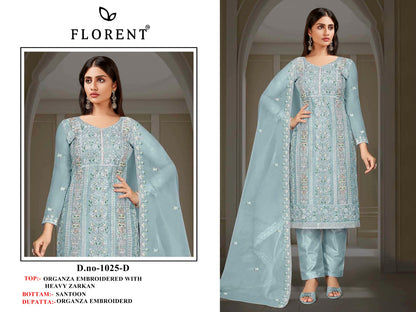 1025Abcd Florent Organza Pakistani Salwar Suits Wholesale Price