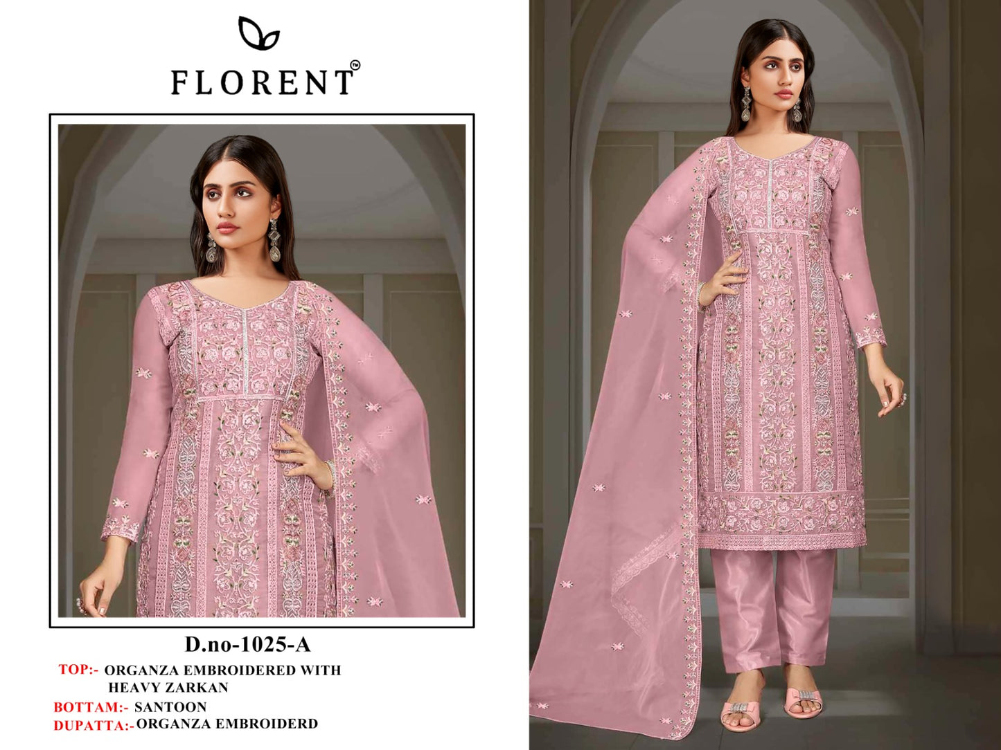 1025Abcd Florent Organza Pakistani Salwar Suits Wholesale Price