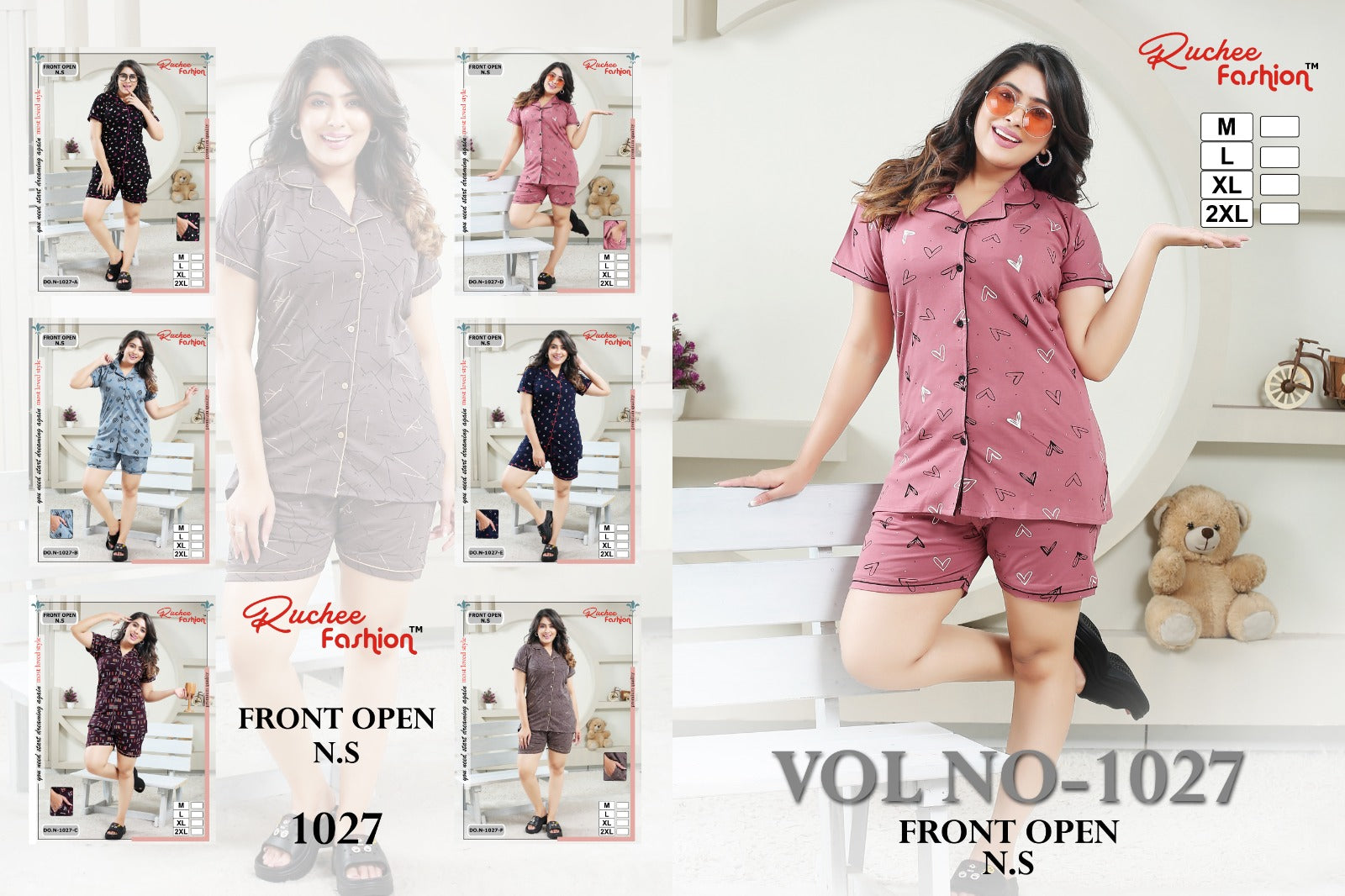 1027 Ruchee Fashion Hosiery Sinker Shorts Night Suits