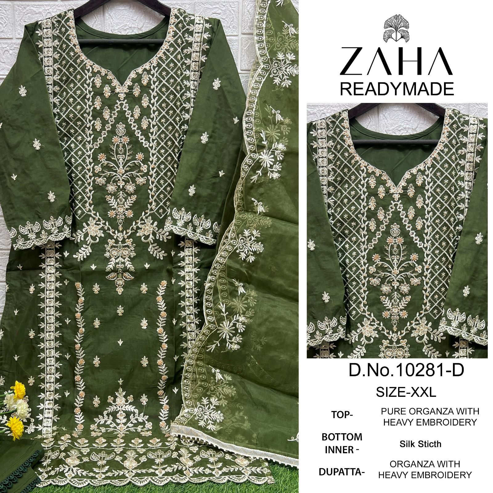 10281 Zaha Organza Pakistani Readymade Suits