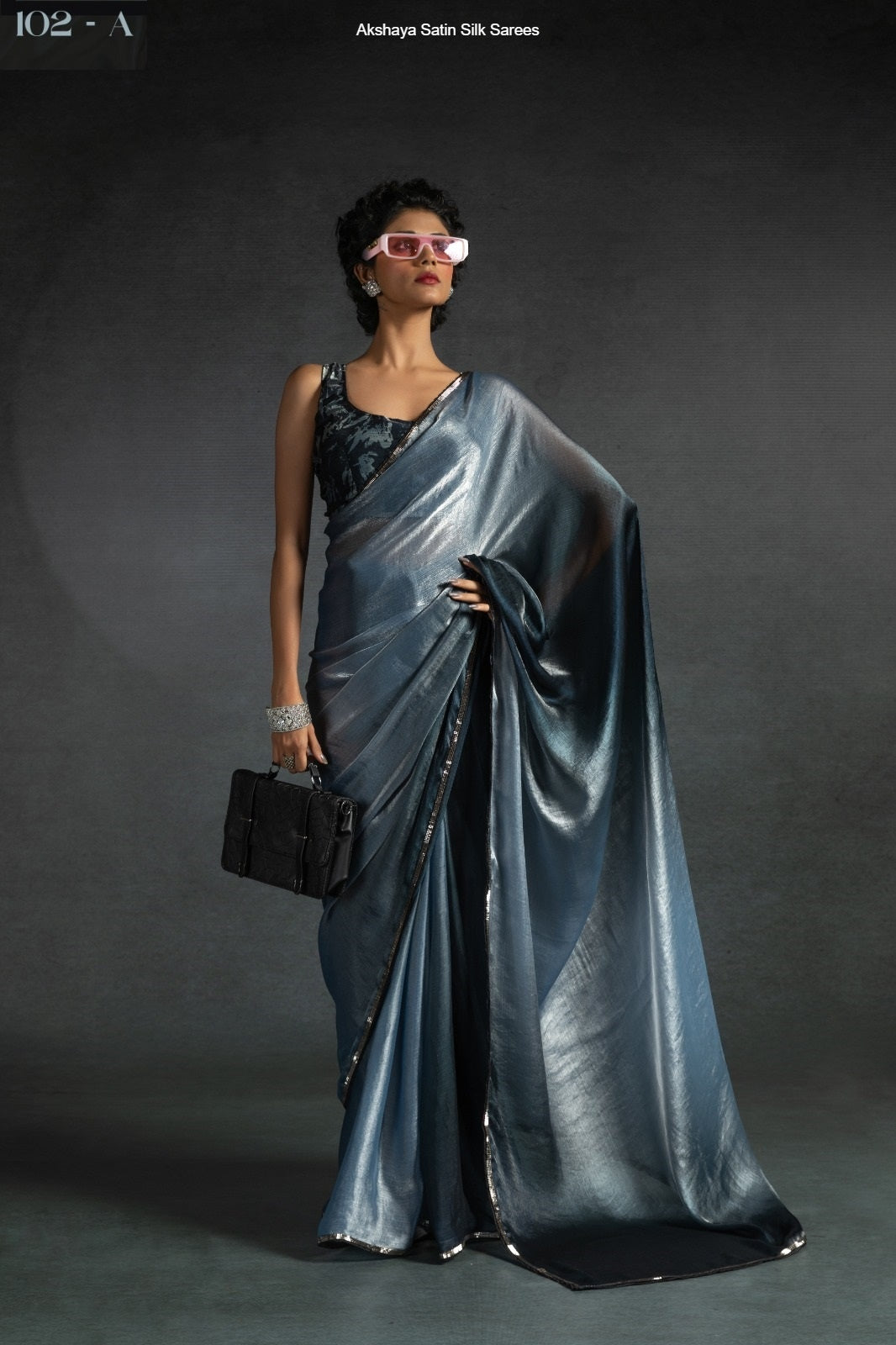 102Abcde Akshaya Satin Silk Sarees Manufacturer Gujarat