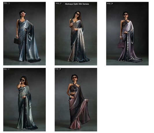 102Abcde Akshaya Satin Silk Sarees Manufacturer Gujarat