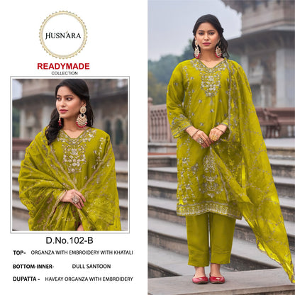102 Husnara Organza Pakistani Readymade Suits Manufacturer