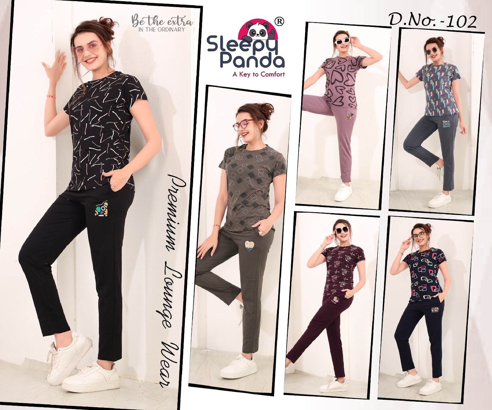 102 Nancy 2 Sleepy Panda Sinker Pyjama Night Suits Supplier India