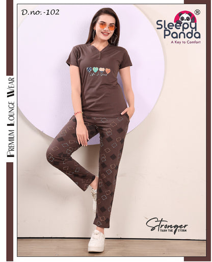 102 Nancy Sleepy Panda Sinker Pyjama Night Suits Wholesale Price