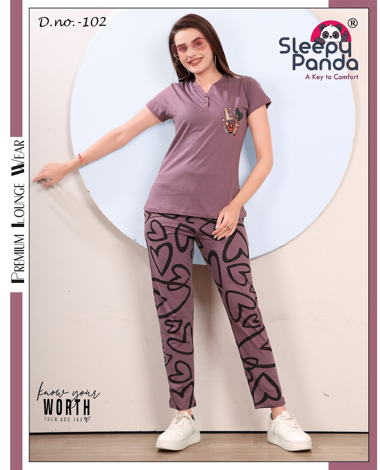102 Nancy Sleepy Panda Sinker Pyjama Night Suits Wholesale Price