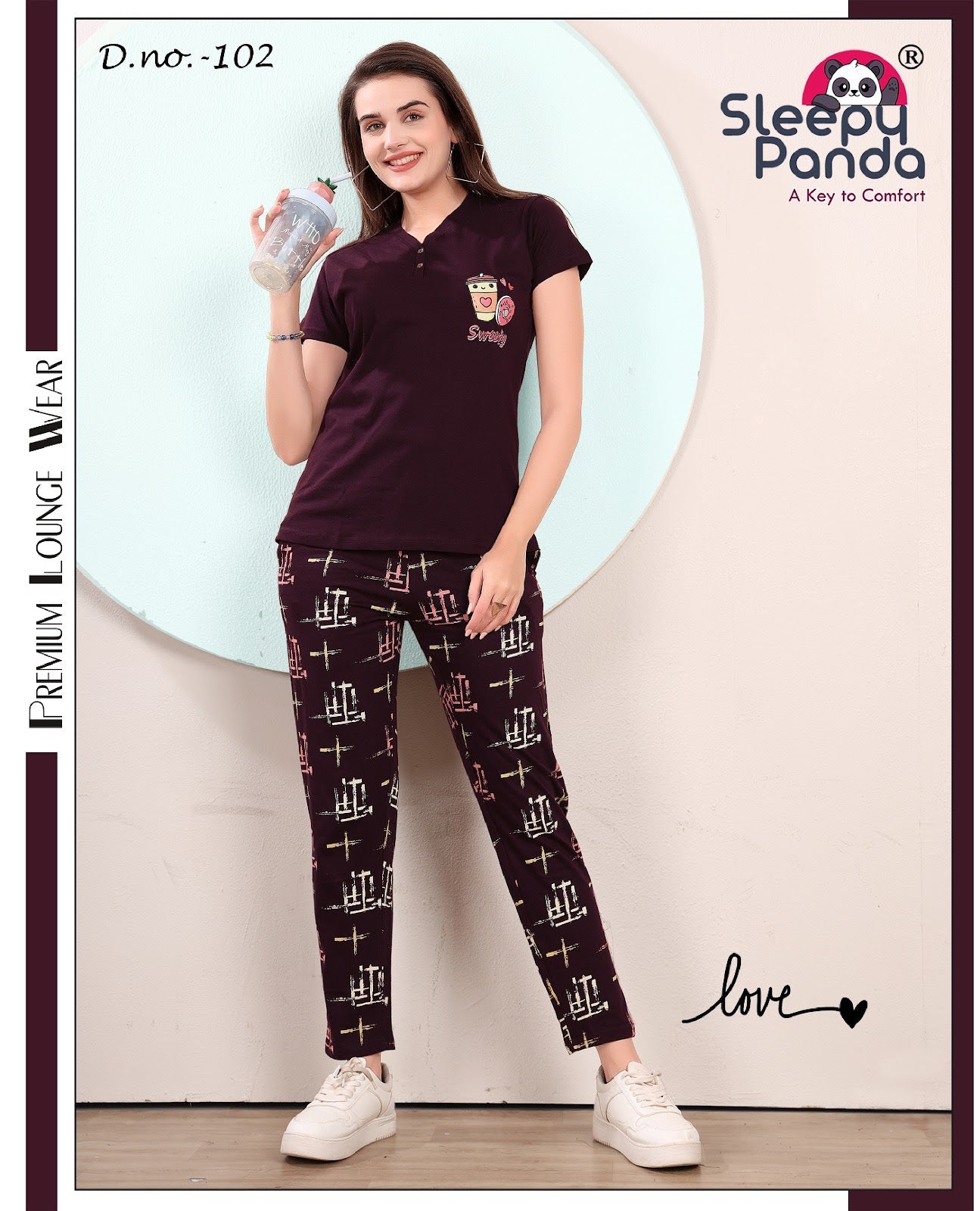 102 Nancy Sleepy Panda Sinker Pyjama Night Suits Wholesale Price