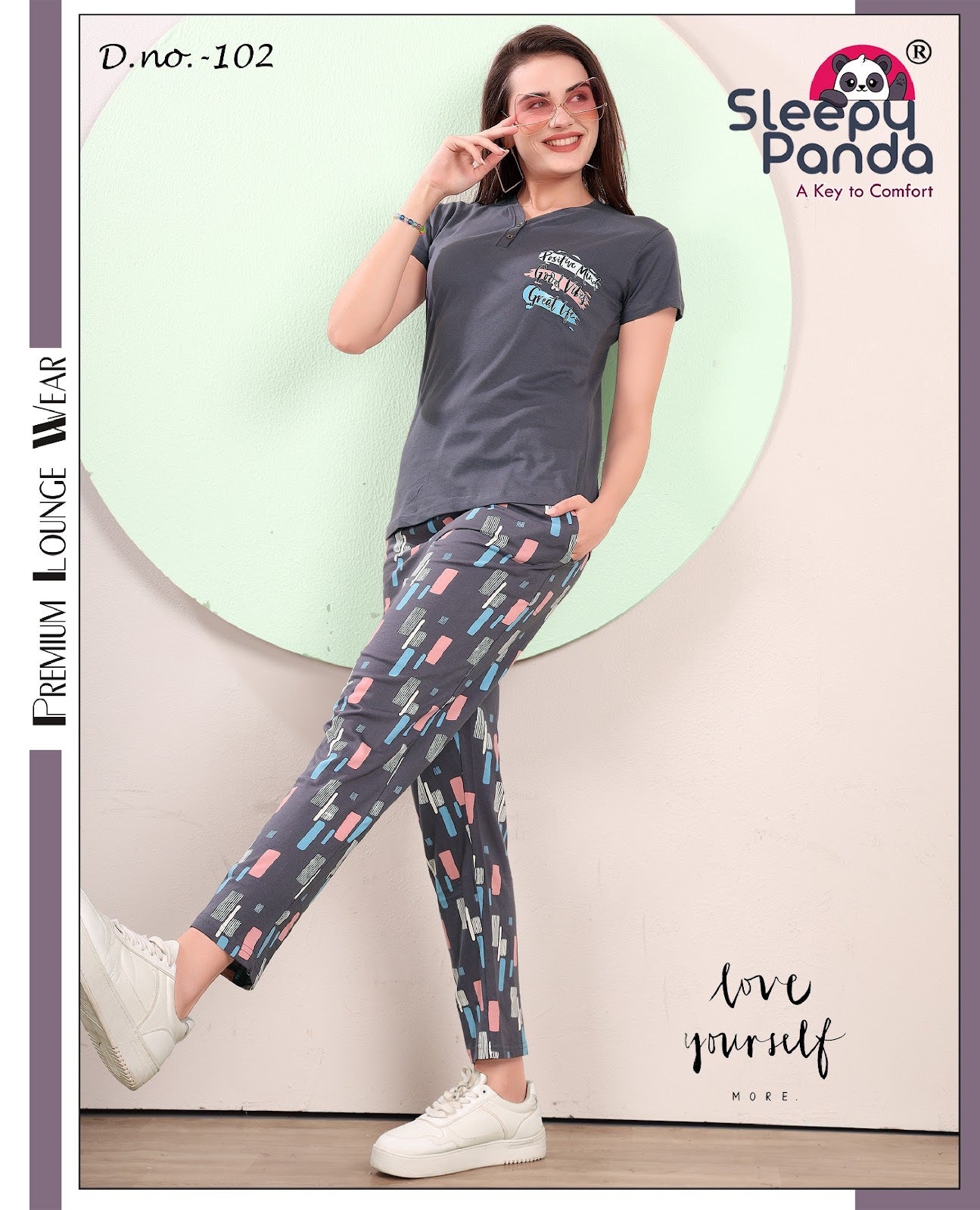 102 Nancy Sleepy Panda Sinker Pyjama Night Suits Wholesale Price