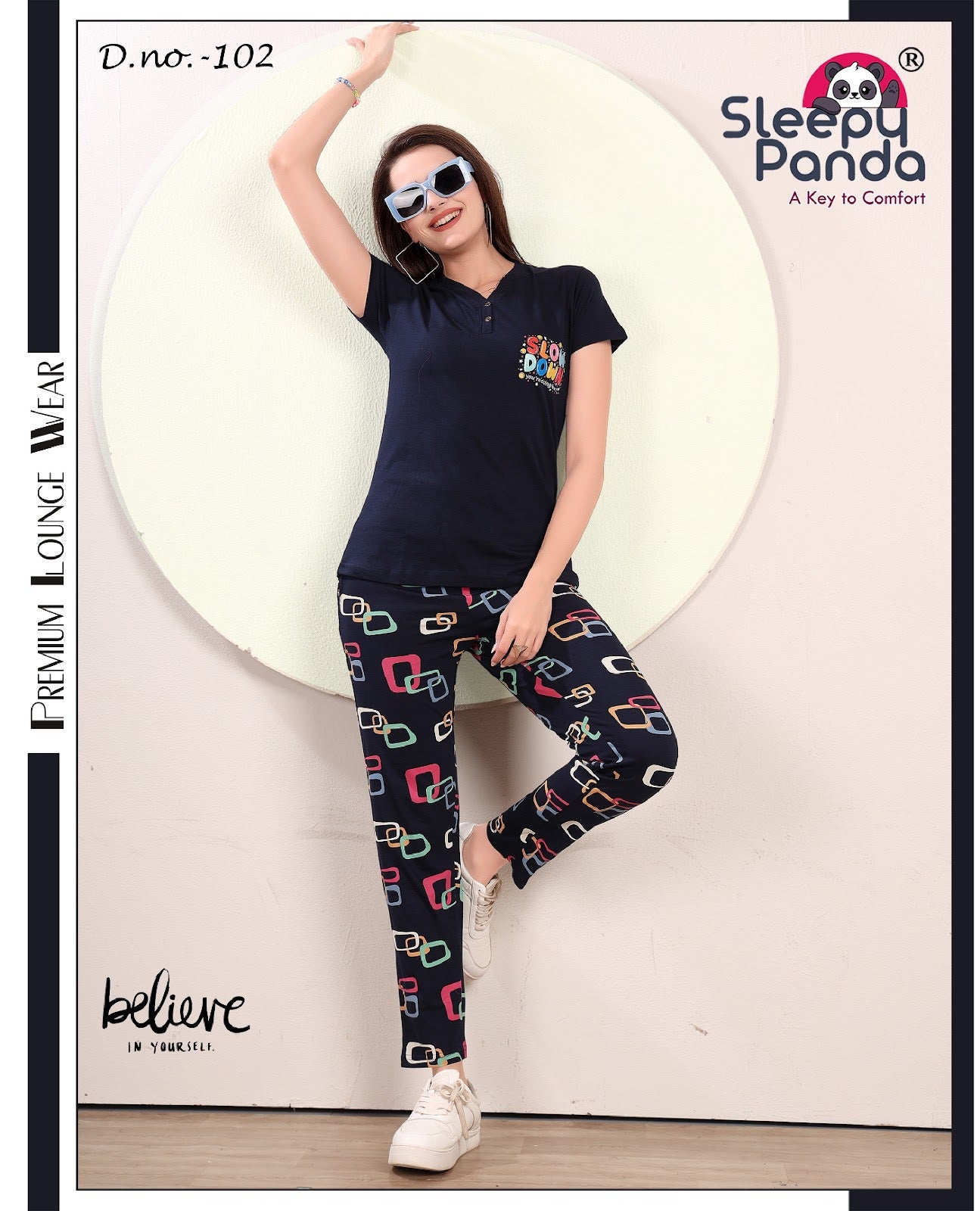 102 Nancy Sleepy Panda Sinker Pyjama Night Suits Wholesale Price