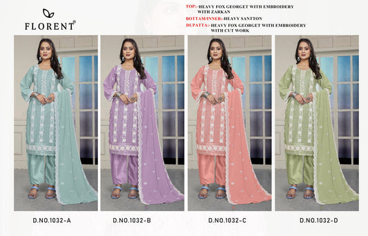 1032 Abcd Florent Fox Georgette Pakistani Salwar Suits Wholesaler